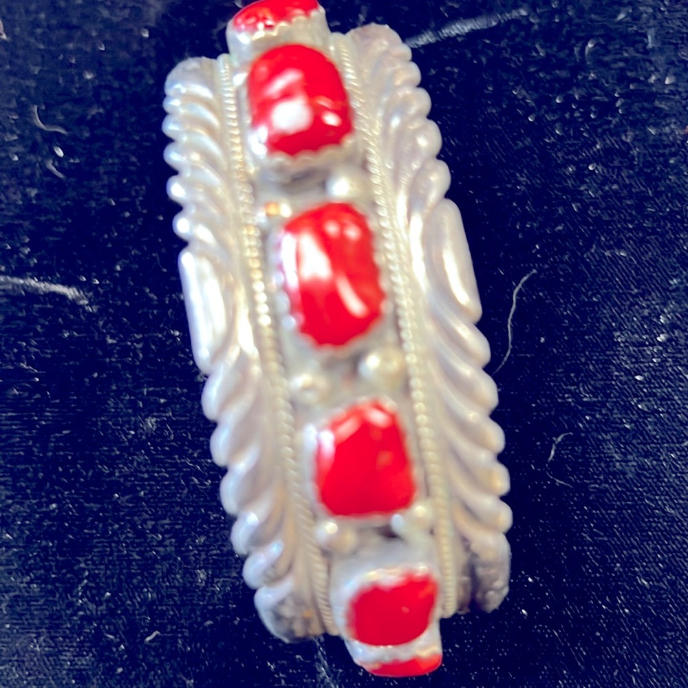 Sterling Silver Coral Bangle bracelet